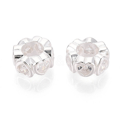925 Sterling Silver Clear Cubic Zirconia Spacer Beads STER-N016-118S-1