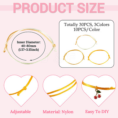 30Pcs 3 Colors Nylon Thread Bracelets Making BJEW-TAC0070-1