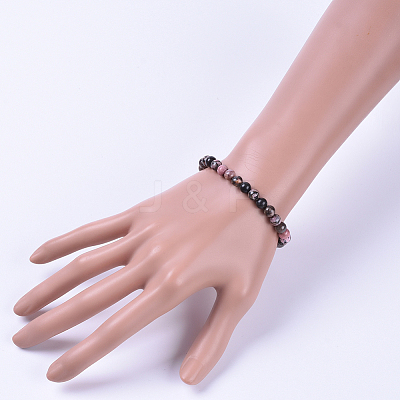 Natural Rhodonite Stretch Bracelets BJEW-JB04557-01-1