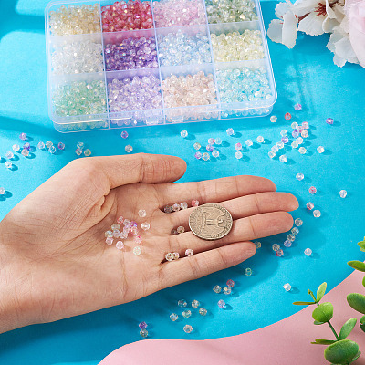 144G 12 Colors Transparent Spray Painted Glass Beads EGLA-TA0013-13-1