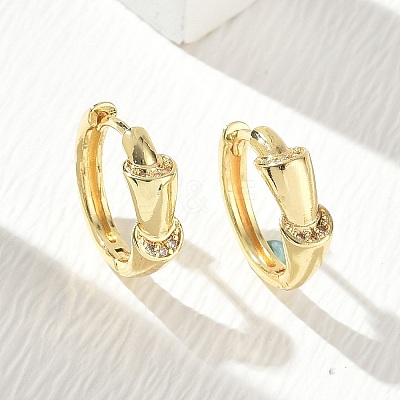 Brass Micro Pave Cubic Zirconia Hoop Earrings KK-CBA98BA-13G-1