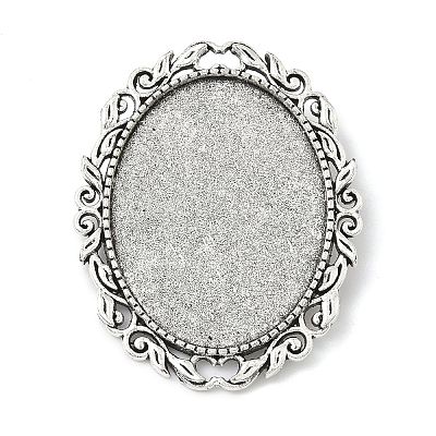 Vintage Tibetan Alloy Brooch Cabochon Bezel Settings PALLOY-O037-08AS-1