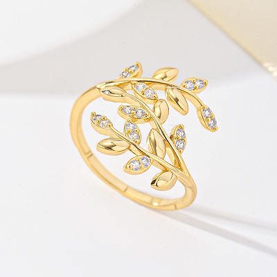 Brass Micro Pave Cubic Zirconia Finger Rings for Women FU0623-3-1