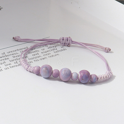 Adjustable Handmade Porcelain Round Polyester Cord Braided Bead Bracelets for Women WGD04E5-01-1