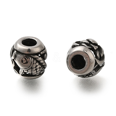 304 Stainless Steel European Beads STAS-D191-09E-AS-1
