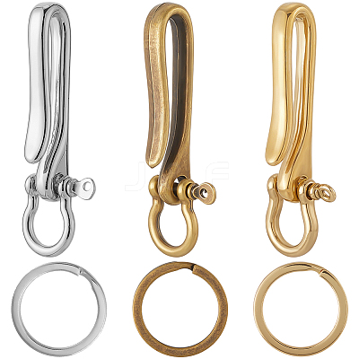 9Pcs 9 Styles Alloy & Brass D-Ring Anchor Shackle Clasps KK-SC0006-36-1