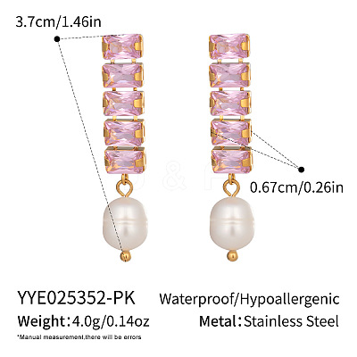 304 Stainless Steel Rectangle Tassel Stud Earrings HE5353-3-1