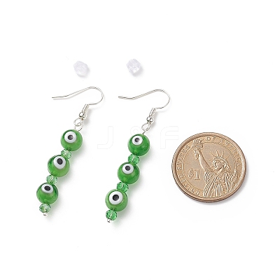 7 Pairs 7 Color Lampwork Evil Eye & Glass Beaded Dangle Earrings EJEW-JE05086-1