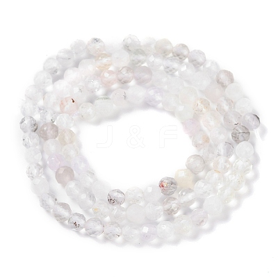 Faceted Round Natural Quartz Crystal Bead Strands G-L411-30-4mm-01-1
