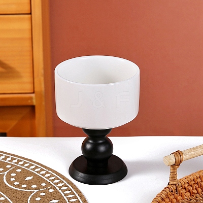 Column Porcelain Candle Holder with Wood Base PW-WGFF535-04-1