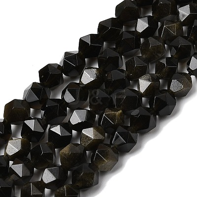 Natural Golden Sheen Obsidian Beads Strands G-Z119-A10-01-1