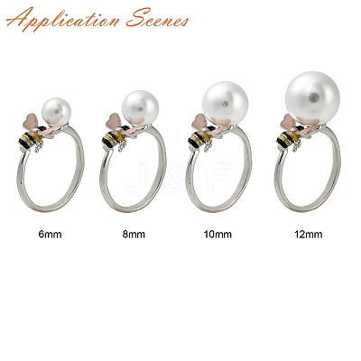 Bees Brass Enamel Cuff Ring Settings KK-K297-04P-1