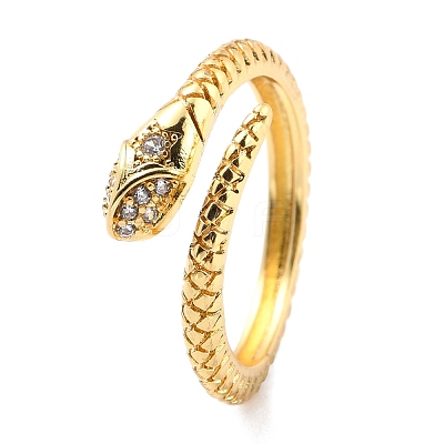 Brass Micro Pave Cubic Zirconia Cuff Rings RJEW-F116-17G-1