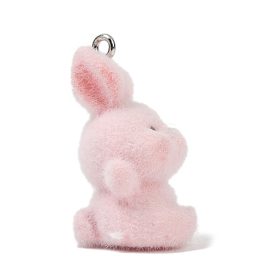 Animal Theme Flocky Opaque Resin Pendants RESI-H042-01P-12-1