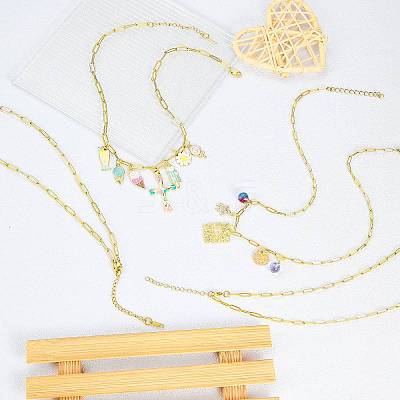 10Pcs 2 Styles Stainless Steel Paperclip Chain Necklaces for Women Men NJEW-SZ0001-72-1