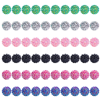 AHADERMAKERS 60pcs 6 colors Resin Rhinestone Beads RESI-GA0001-26-1