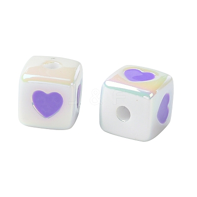 10Pcs Opaque Acrylic Enamel Beads ACRC-FS0001-02D-1