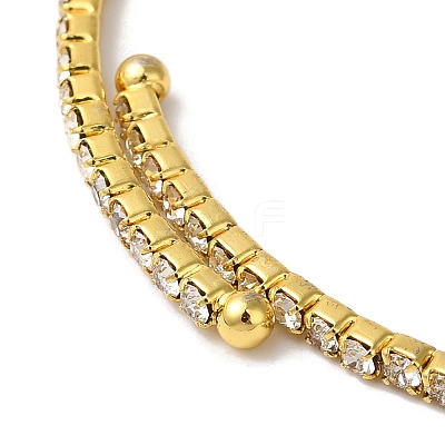 Rack Plating Brass Pave Clear Cubic Zirconia Adjustable Open Cuff Bangles BJEW-S150-04G-1
