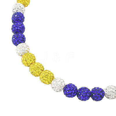 1Pc Polymer Clay Rhinestone Round Beaded Stretch Necklaces NJEW-SP0001-14E-1