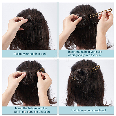 6Pcs 3 Colors Brass Hair Forks for Women AJEW-GO0002-34-1