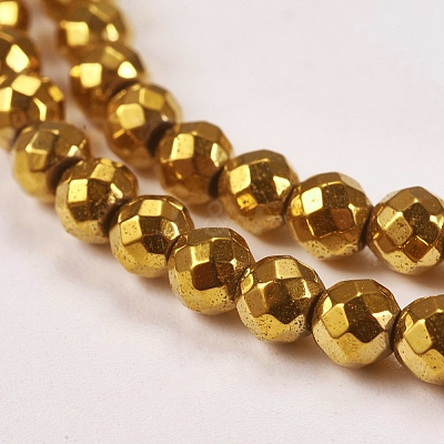 Electroplate Non-magnetic Synthetic Hematite Beads Strands X-G-J169B-4mm-04-1