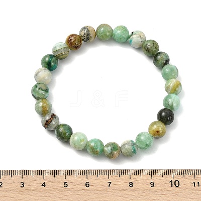 Natural Green Line Jasper Beads Stretch Bracelets for Women Men BJEW-JB13833-1