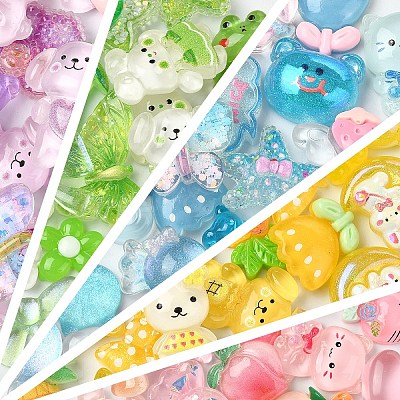 28Pcs 14 Styles Translucent Resin Cabochons CRES-YW0002-36B-1
