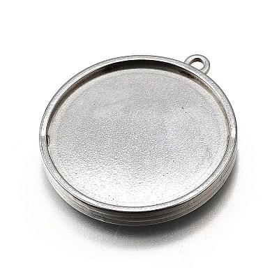 304 Stainless Steel Pendant Cabochon Settings X-STAS-S181-02P-B-1