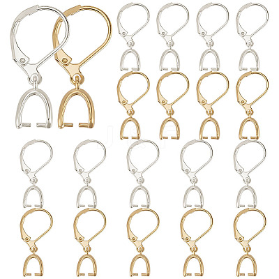 10 Pair 2 Color Brass Leverback Earring Findings EJEW-AB00046-1