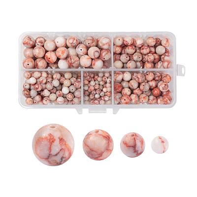 340Pcs 4 Sizes Natural Red Netstone Round Beads G-LS0001-35-1