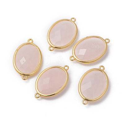 Golden Tone Brass Rose Quartz Links connectors G-F339-A08-1