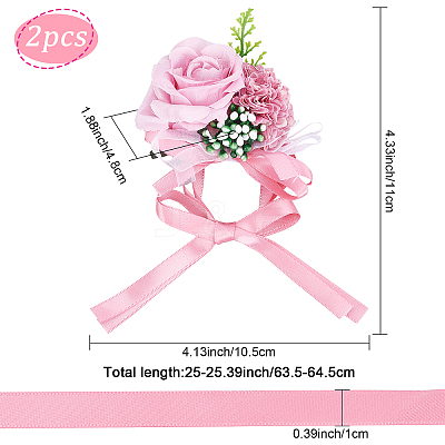 2PCS Silk Wrist Corsage AJEW-CP0001-51E-1