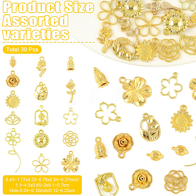 30Pcs 15 Styles Alloy Pendants FIND-YW0009-85-1