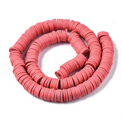 Flat Round Handmade Polymer Clay Beads CLAY-R067-10mm-14-1