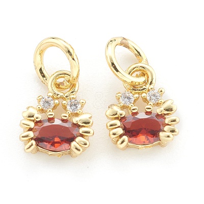 Brass Cubic Zirconia Pendants X-ZIRC-O041-03G-1