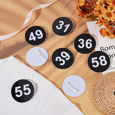 1 Set Round ABS Plastic Number Brooches Sets JEWB-OC0001-02D-1