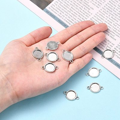Tibetan Style Alloy Cabochon Connector Settings X-TIBE-M022-10AS-1