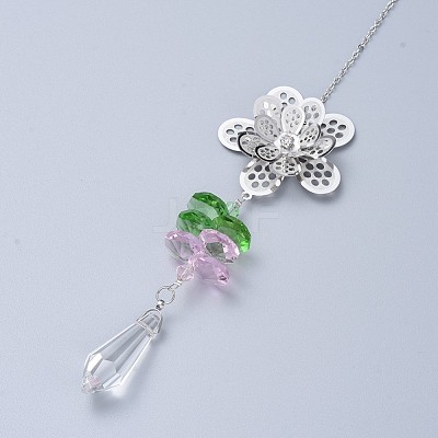 Crystal Pointed Bullet Chandelier Prism Ornaments Hanging Suncatcher AJEW-I040-14P-1