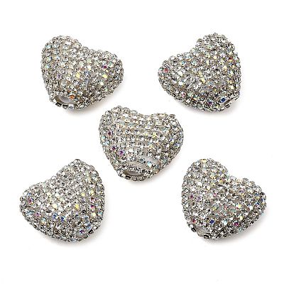 Sparkling Acrylic Heart Beads with Rhinestone Embellishment LS-OACR-NH0001-02B-07-1