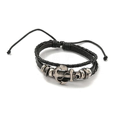 PU Imitation Leather Braided Cord Bracelets BJEW-P329-01B-AS-1