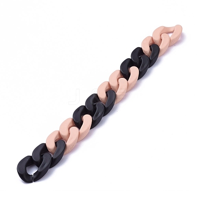 Handmade Opaque Spray Painted Acrylic Curb Chains AJEW-JB00619-02-1