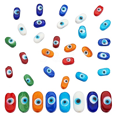 40Pcs 8 Colors Normal Lampwork Beads LAMP-SZ0001-24-1
