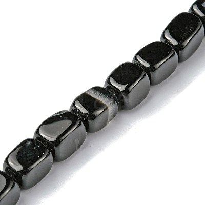 Dyed & Heated Natural Black Agate Beads Strands G-F743-02A-1