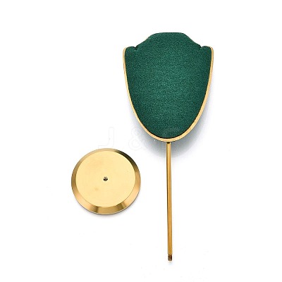 Bust Shaped Microfiber Necklace Display Stands with Golden Tone Aluminum Alloy Support ODIS-H006-01B-1