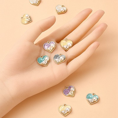 Light Gold Alloy Enamel Pendants ENAM-YW0003-71-1