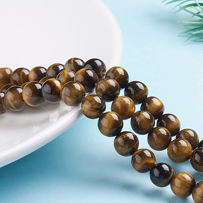 Round Tiger Eye Beads Strands Z0RQT013-1