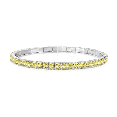 925 Sterling Silver Micro Pave Cubic Zirconia Stretch Bracelets for Women STER-D307-01P-11-1