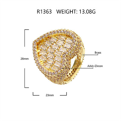 Brass Micro Pave Clear Cubic Zirconia Finger Rings for Women FS-WG571C7-04-1