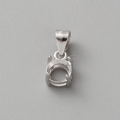 925 Sterling Silver Rhinestone Claw Pendant Settings STER-WH0004-072A-P-1