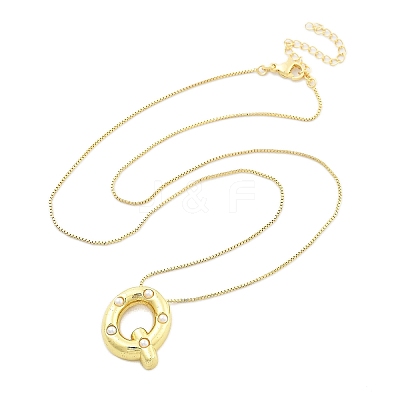 Brass & Plastic Pearl Letter Pendant Box Chain Necklaces for Women NJEW-U017-01G-17-1